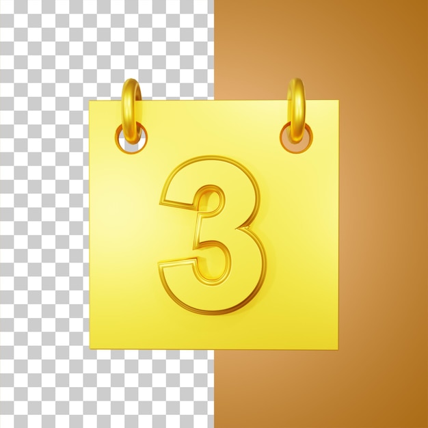 PSD goldener kalendertag 3 des monats 3d-rendering
