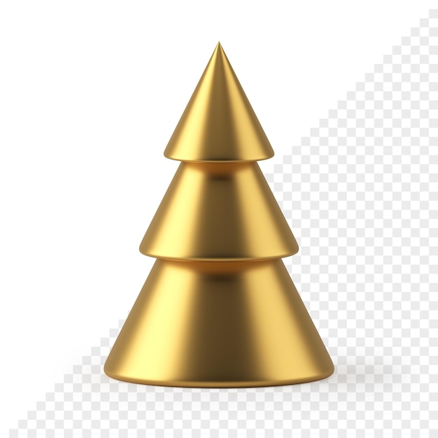 Goldener kegel weihnachtsbaum 3d render