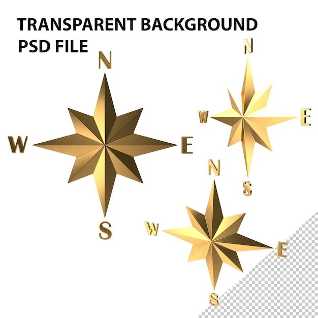Goldener Kompassstern PNG