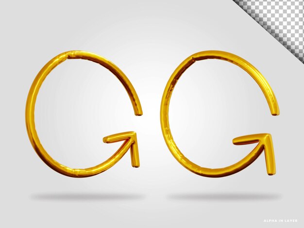 Goldener Pfeil 3D-Render-Illustration isoliert