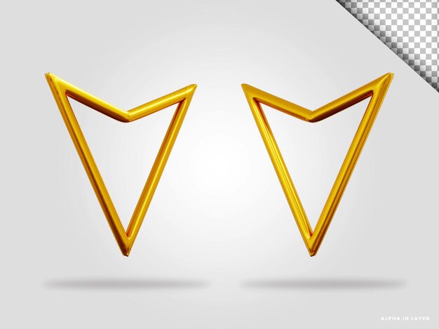 Goldener Pfeil 3D-Render-Illustration isoliert