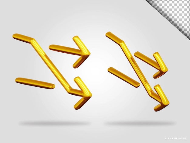 Goldener Pfeil 3D-Render-Illustration isoliert