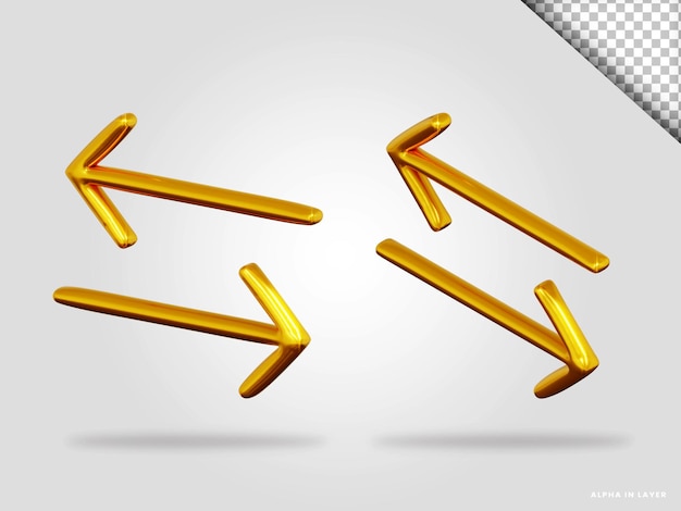 Goldener Pfeil 3D-Render-Illustration isoliert