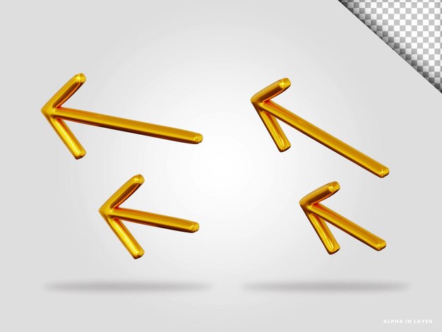 Goldener Pfeil 3D-Render-Illustration isoliert