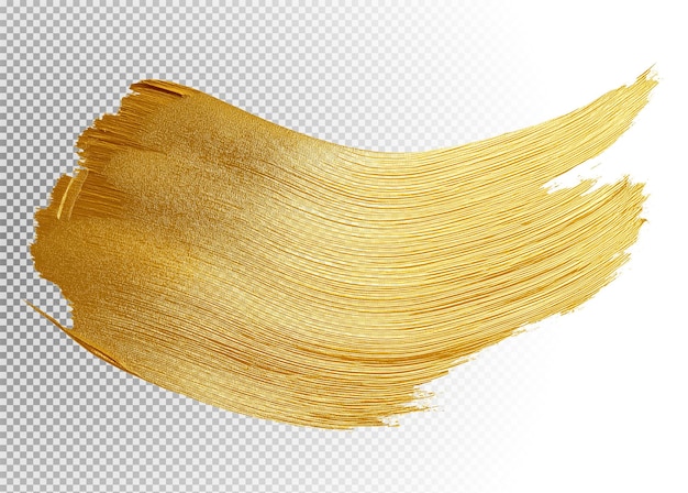Goldener Pinselstrich mit metallischer Farbe auf durchsichtigem Hintergrund