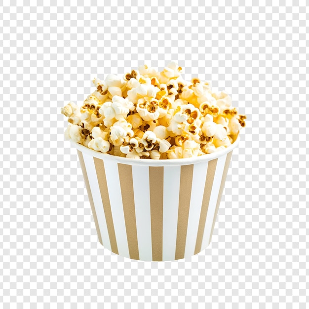 Goldener Popcorn in gestreifter Papiertassen