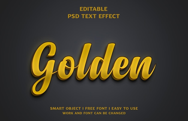 Goldener PSD-Texteffektentwurf kostenloser Download