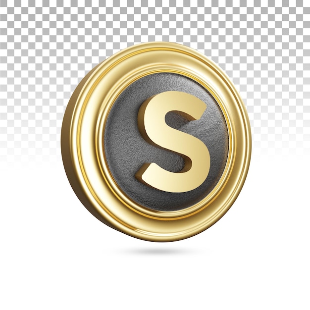 Goldener S-Buchstabe Großbuchstabe in 3D-Rendering