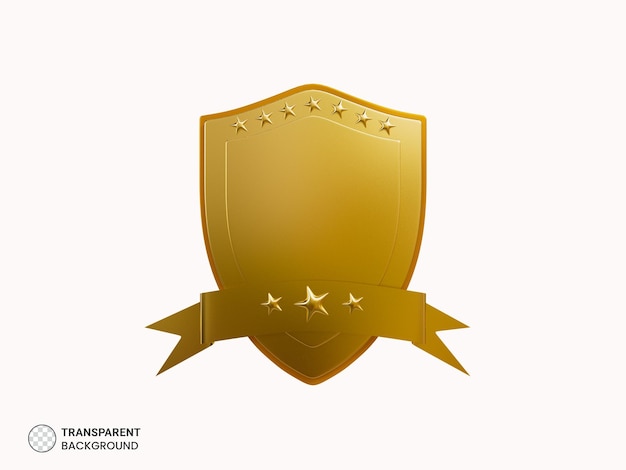 Goldener Schild mit goldenem Lorbeer-Symbol 3D-Darstellung