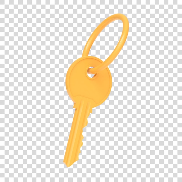 Goldener Schlüsselbund isoliert auf weißem Hintergrund 3D-Render-Illustration