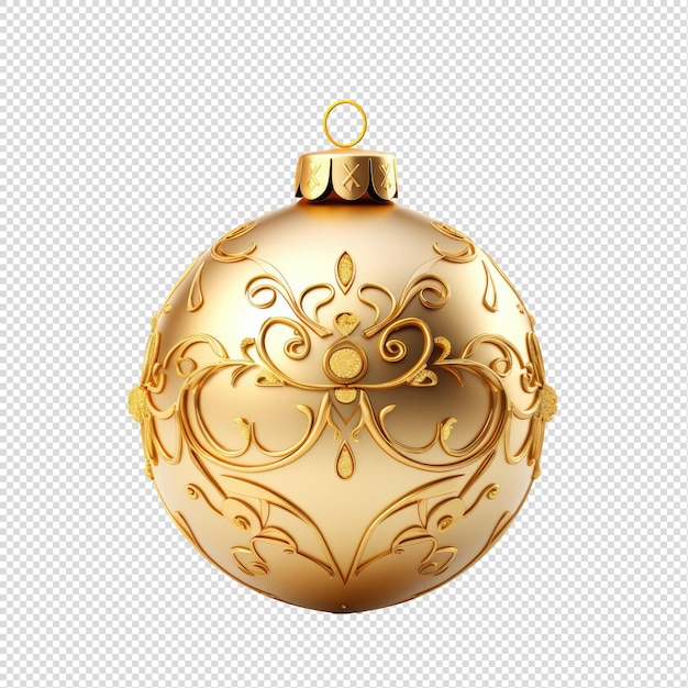 Goldener weihnachtsball mit ornamentdekoration hintergrund png transparent