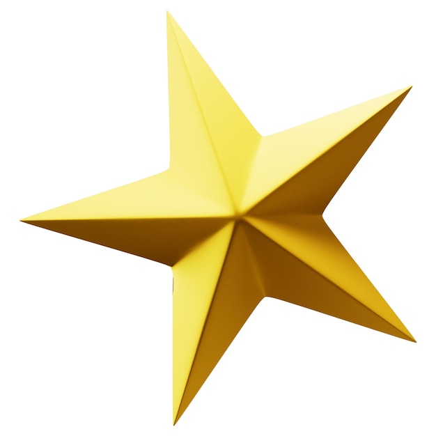 Goldener Weihnachtsstern isoliert auf weißem Hintergrund Top View CloseUp Gold Star render