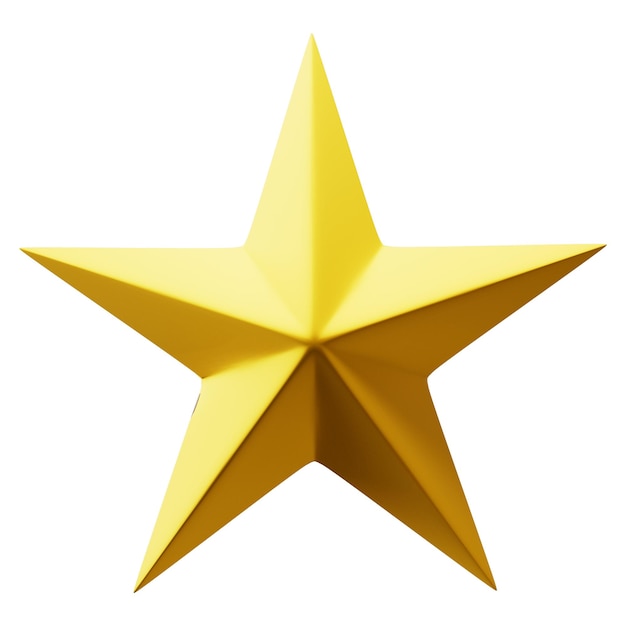 Goldener Weihnachtsstern isoliert auf weißem Hintergrund Top View CloseUp Gold Star render