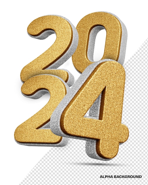 Goldenes 3d-logo 2024 für die komposition