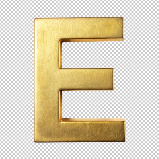 PSD goldenes alphabet e auf durchsichtigem hintergrund