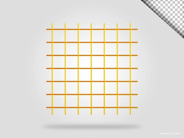 Goldenes Gitter 3D-Render-Illustration isoliert