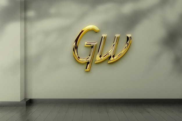 Goldenes logo-mockup auf betonwand-branding-schild-logo-mockup