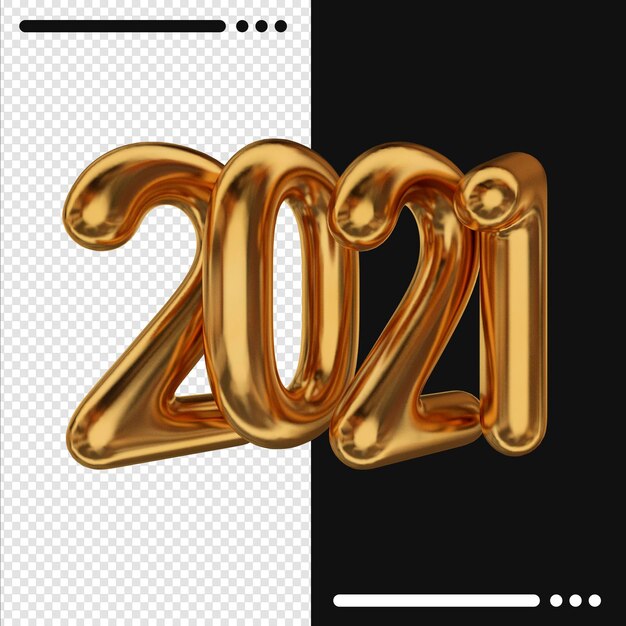 Goldenes neues Jahr 2021 im 3D-Rendering