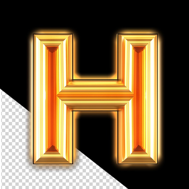 Goldenes Symbol mit leuchtendem Buchstaben h