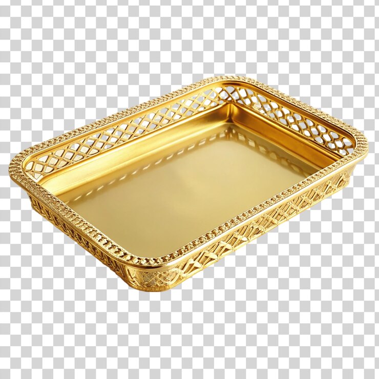 goldenes Tablett auf durchsichtigem Hintergrund