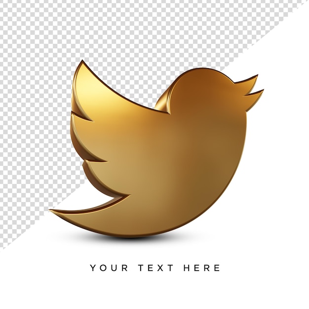 Goldenes twitter-symbol 3d-rendering