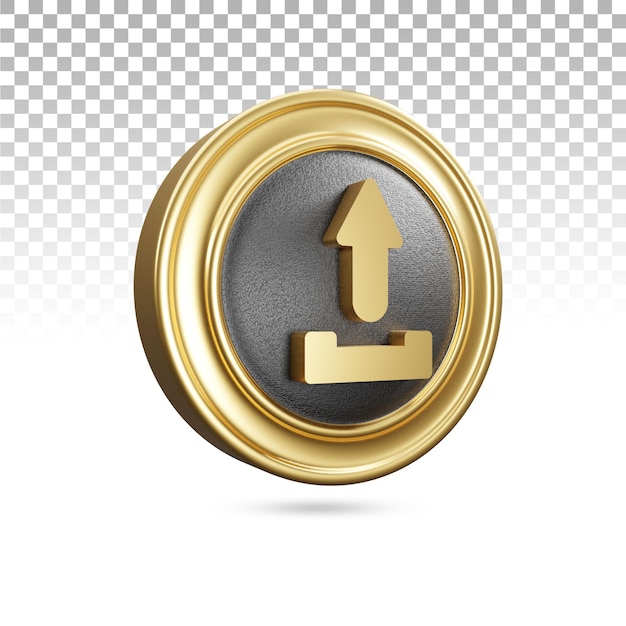 Goldenes upload-symbol in 3d-rendering