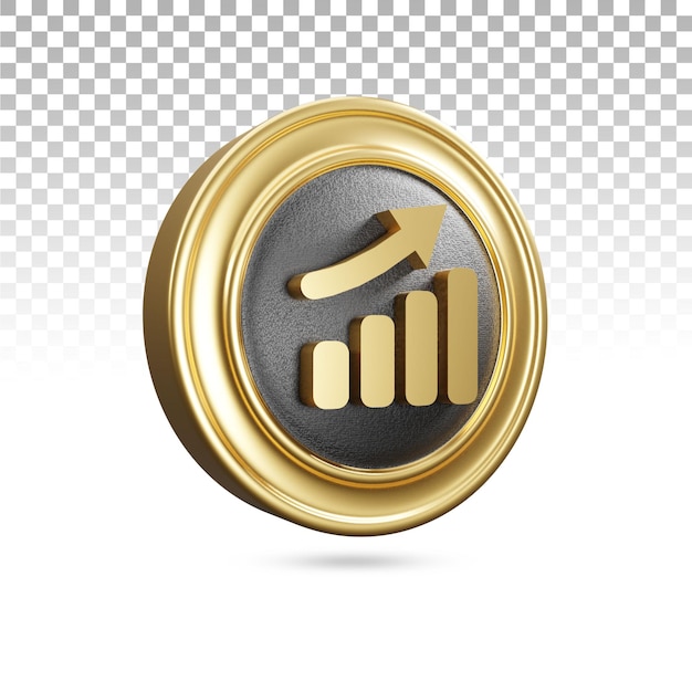 Goldenes Wachsen-Symbol in 3D-Rendering