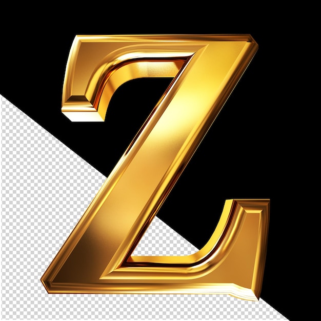 PSD goldes 3d-symbol mit abgeschrägtem buchstaben z