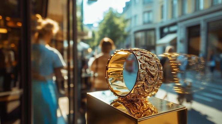 PSD goldes armband in einem schaufenster der stadt