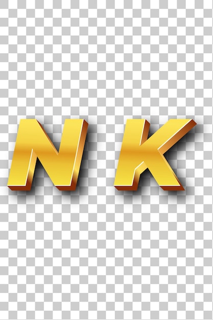 PSD goldes nk-logo-symbol isolierter weißer hintergrund transparent