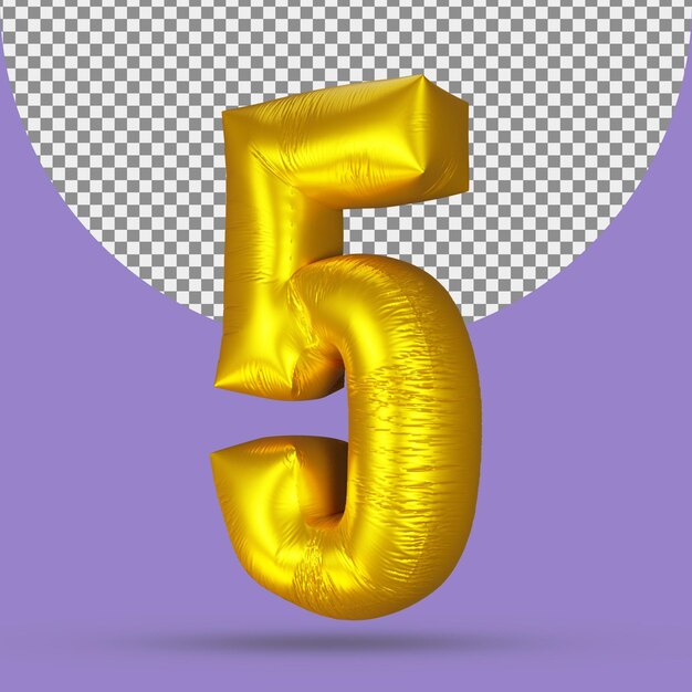Goldfolienballon der realistischen 5 Nummer