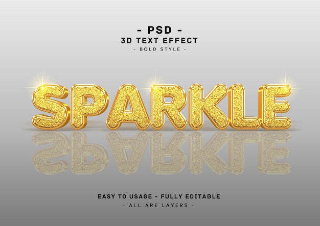 Goldfunkelnder texteffekt 3d-spiegelstil