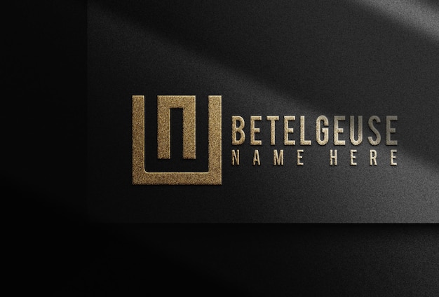 goldgeprägtes Logo-Modell dunkles Papier
