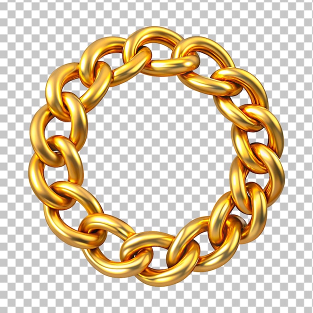 Goldkette isoliert auf durchsichtigem Hintergrund 3D-Rendering-Illustration