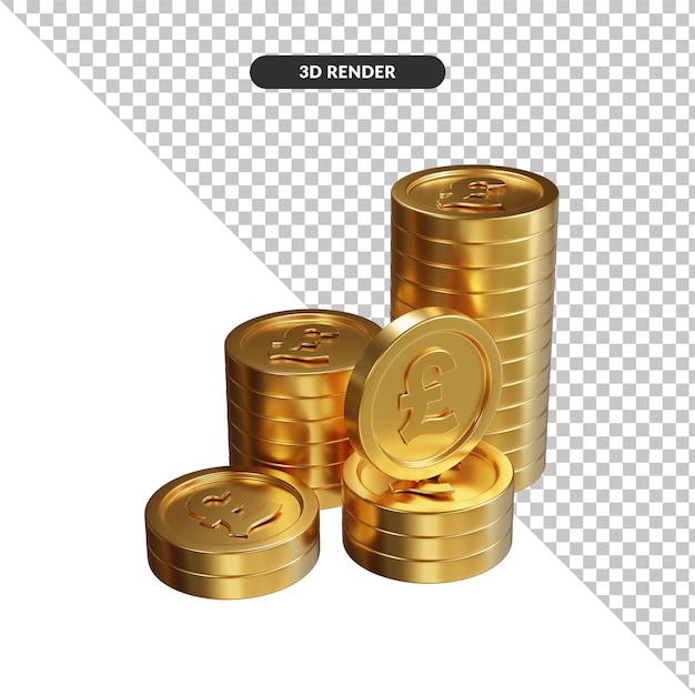 Goldmassenmünze pfund 3d rendering isoliert