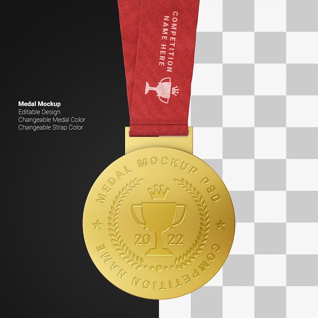 Goldmedaille des ersten platzes mit rundem kreis und bearbeitbarem realistischem mockup