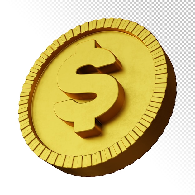 Goldmünz-dollar-währungssymbol 3d rendering isoliert