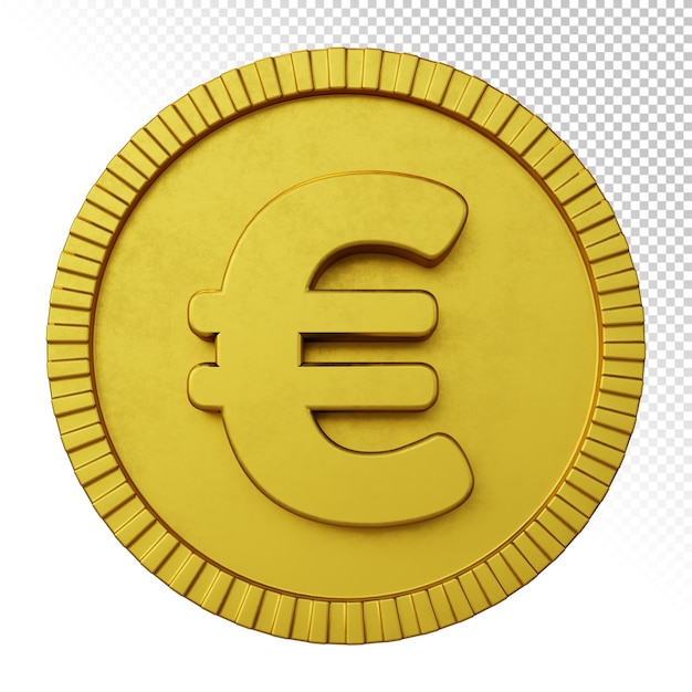 PSD goldmünze euro währungssymbol 3d rendering isoliert