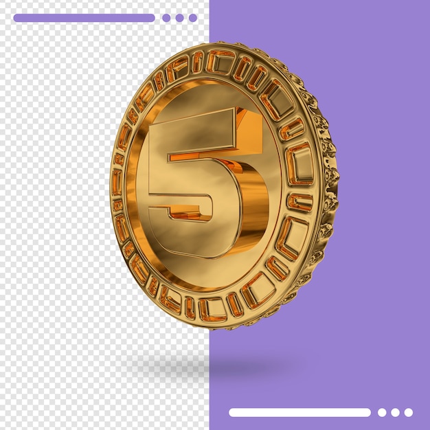 Goldmünze und nummer in 3d-rendering