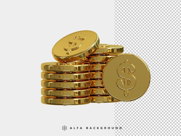 Goldmünzen mit Dollarzeichen darauf in einem Stapel