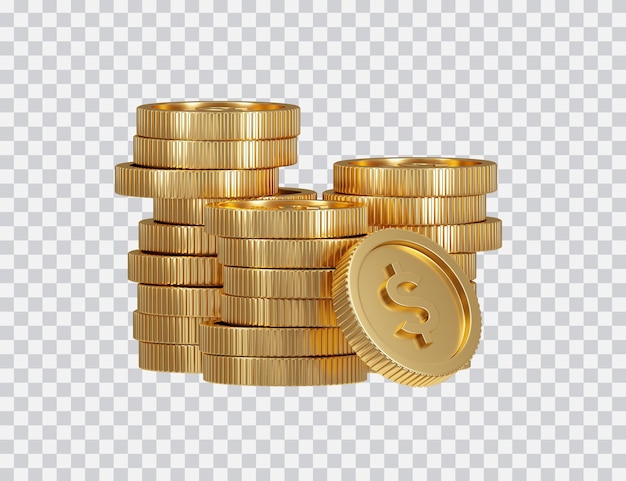 PSD goldmünzenstapel isoliert auf weiss