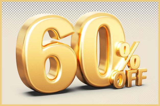 Goldnummer 60 Prozent Rabatt Rabatt 3D-Render