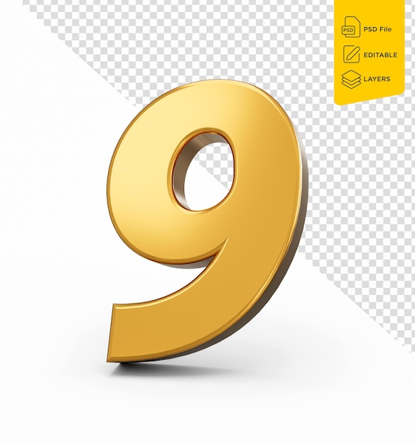 Goldnummer 99 Neunundneunzig auf isoliertem Hintergrund glänzende 3D-Nummer aus Gold 3D-Illustration