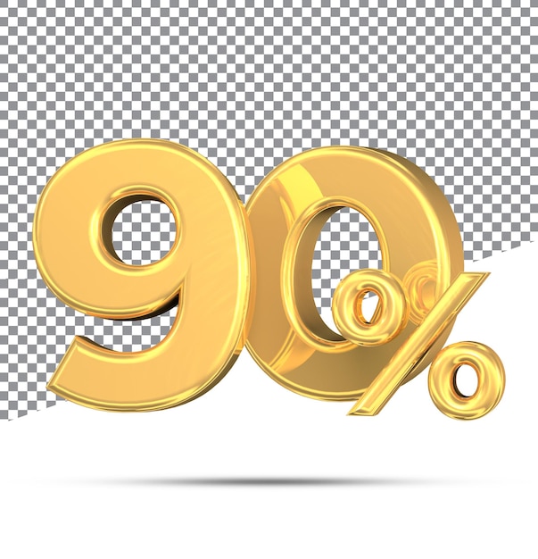 Goldzahl 90 Prozent mit transparentem Hintergrund.