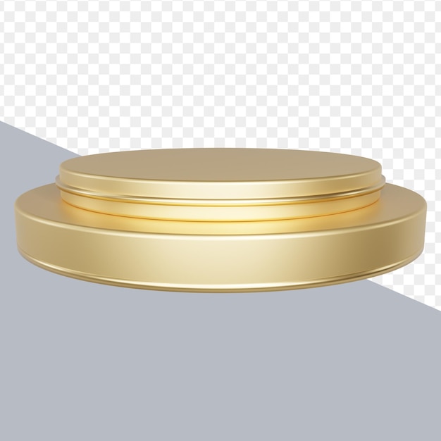 Goldzylindriges Sockel oder Podiumsboden auf einer geometrischen leeren Bühne