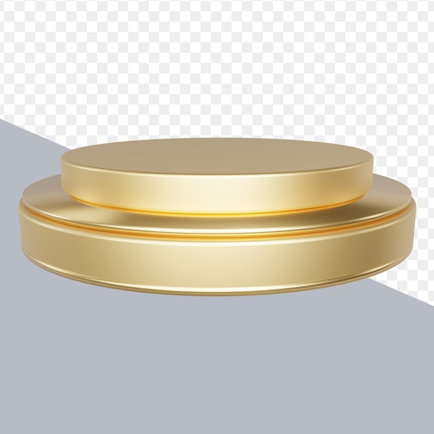 Goldzylindriges Sockel oder Podiumsboden auf einer geometrischen leeren Bühne