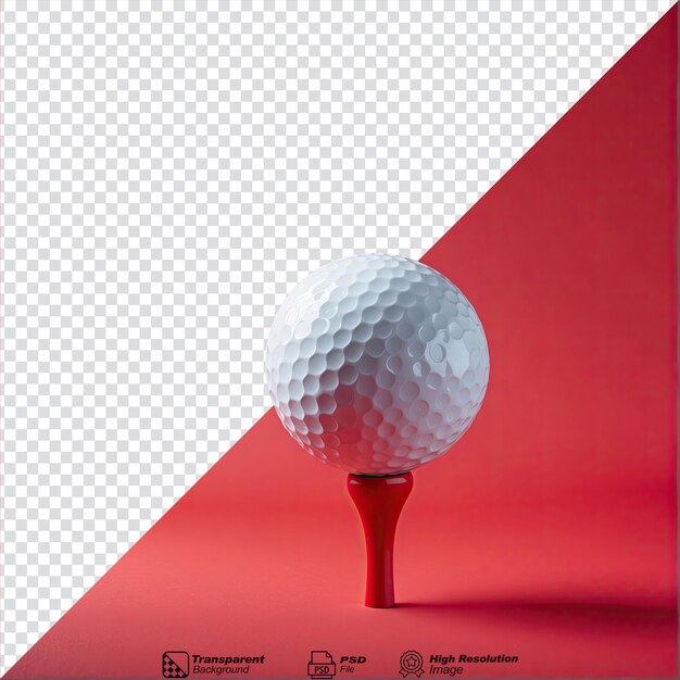 PSD golfball auf einem roten t-spiel, das auf einem durchsichtigen hintergrund isoliert ist