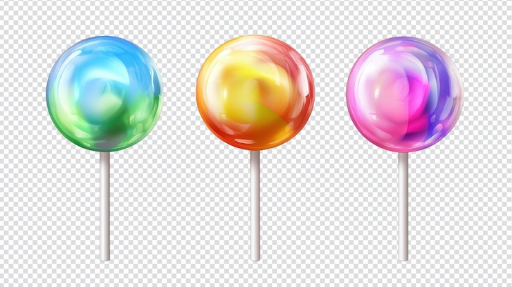 PSD golosinas coloridas exhibidas en tonos vibrantes contra un fondo transparente perfectas para diseños e ilustraciones con temas de dulces