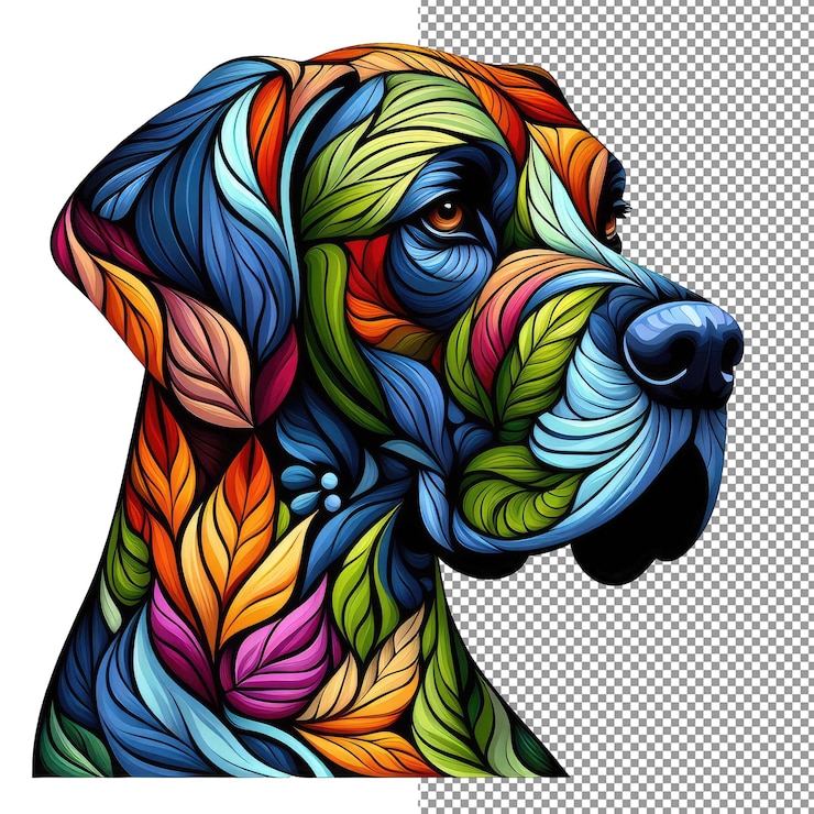 PSD golpes de gracia canina artística obra maestra de la cara del perro