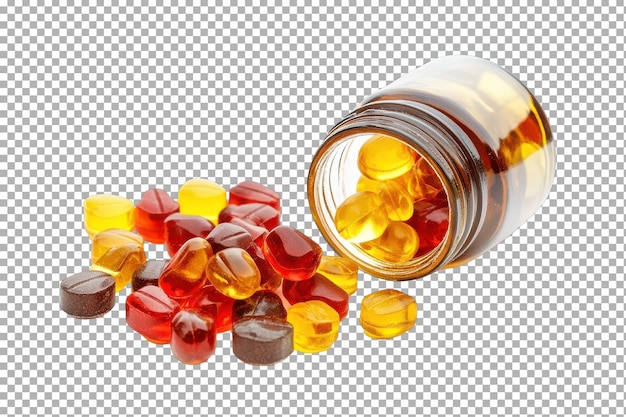 Gomme multivitaminiche salutari isolate su uno sfondo trasparente